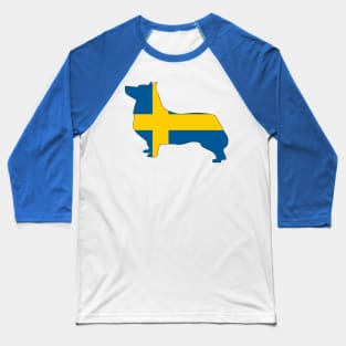 Swedish Vallhund Sweden Flag Filled Baseball T-Shirt